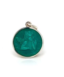 Aqua Cherub Enamel Medal sold by Armbruster Jewelers
