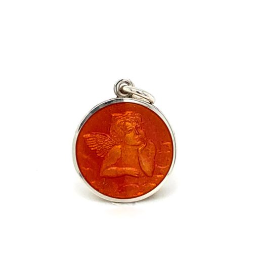 Coral Cherub Enamel Medal sold by Armbruster Jewelers