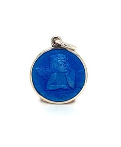 French Blue Cherub Enamel Medal sold by Armbruster Jewelers