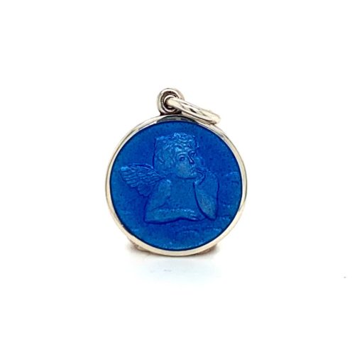 French Blue Cherub Enamel Medal sold by Armbruster Jewelers