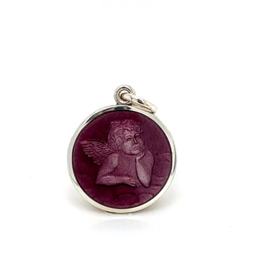 Lavender Cherub Enamel Medal sold by Armbruster Jewelers