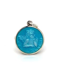 Light Blue Cherub Enamel Medal sold by Armbruster Jewelers