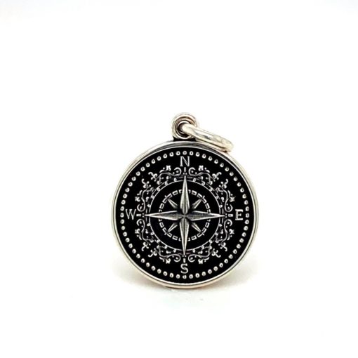 Oxidized Compass Enamel Medal sold by Armbruster Jewelers
