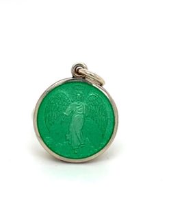 Light Green Guardian Angel Enamel Medal sold by Armbruster Jewelers