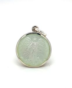 White Guardian Angel Enamel Medal sold by Armbruster Jewelers