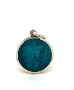 Aqua St. Christopher Enamel Medal sold by Armbruster Jewelers