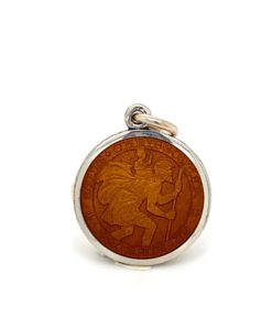 Brown St. Christopher Enamel Medal sold by Armbruster Jewelers