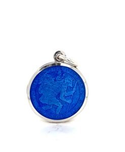 French Blue St. Christopher Enamel Medal sold by Armbruster Jewelers