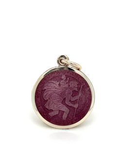 Lavender St. Christopher Enamel Medal sold by Armbruster Jewelers