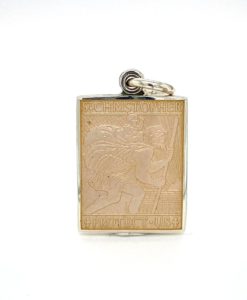 French Vanilla Rectangle St. Christopher Enamel Medal sold by Armbruster Jewelers