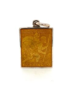 Gold Rectangle St. Christopher Enamel Medal sold by Armbruster Jewelers