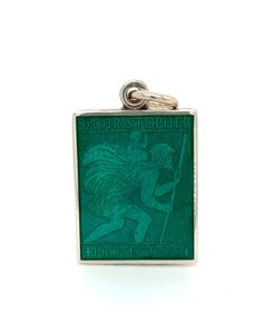 Jade Rectangle St. Christopher Enamel Medal sold by Armbruster Jewelers