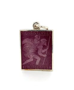 Lavender Rectangle St. Christopher Enamel Medal sold by Armbruster Jewelers