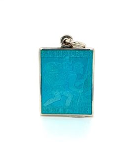 Light Blue Rectangle St. Christopher Enamel Medal sold by Armbruster Jewelers