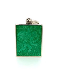 Light Green Rectangle St. Christopher Enamel Medal sold by Armbruster Jewelers