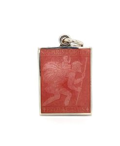 Pink Rectangle St. Christopher Enamel Medal sold by Armbruster Jewelers