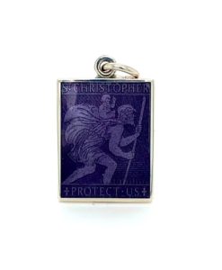 Purple Rectangle St. Christopher Enamel Medal sold by Armbruster Jewelers