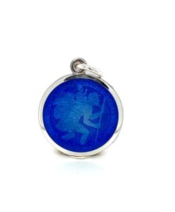 Royal Blue St. Christopher Enamel Medal sold by Armbruster Jewelers