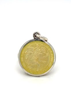Yellow St. Christopher Enamel Medal sold by Armbruster Jewelers