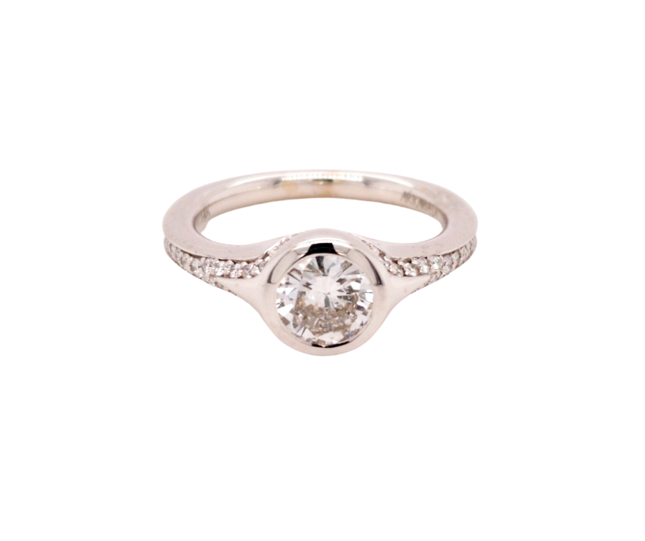 Bezel Engagement Ring & Wedding Band Bridal Set Forever One Moissanite -  Stellar Fields
