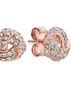 Sparkling Love Knot Stud Earrings, Rose Plated